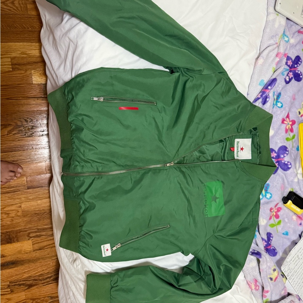 Green Bomber Jacket - Classic Varsity Style